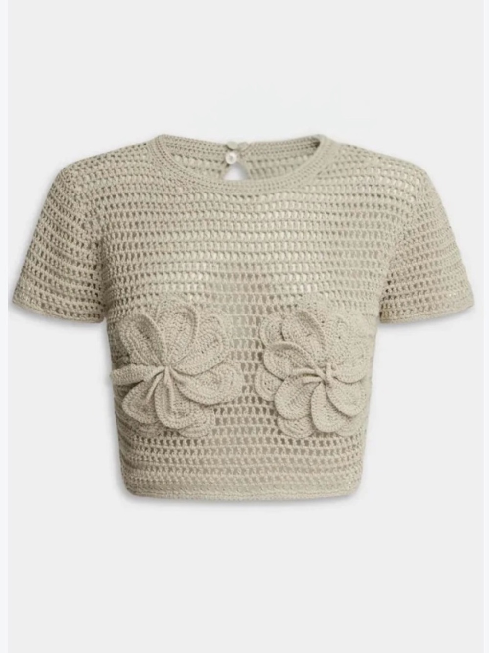 Venroy Floral Crochet Cropped Top Natural Size XS